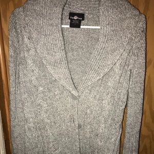 gray sweater or cardigan